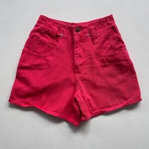 Vtg 90s High Rise Bright Pink Denim Jean Shorts / Sz 5 / Minimal Jorts Casual